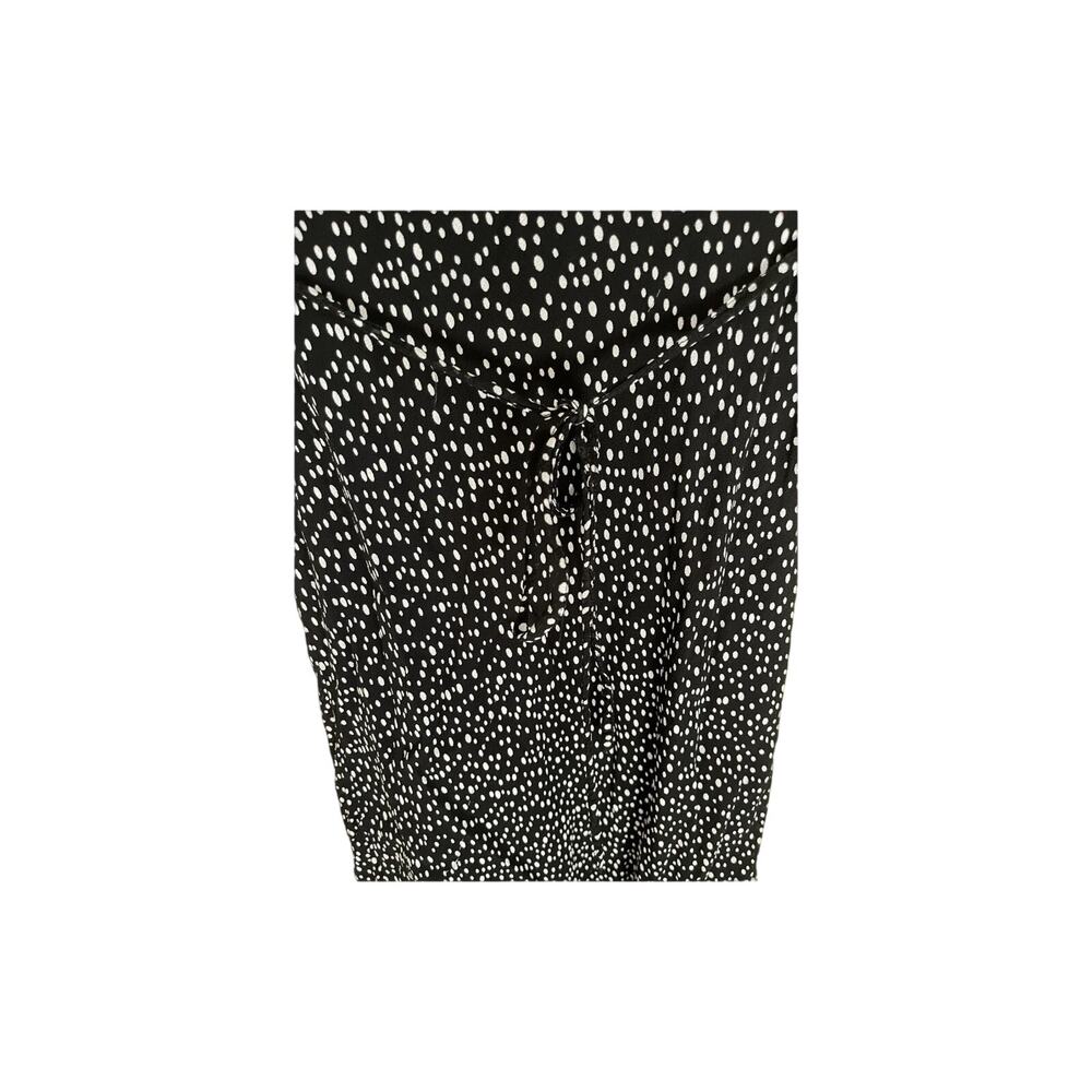 Y2K 90s Slip Dress Womens M Polka Dot Black Midi Flowy Baby Doll Dainty Ribbon - Picture 10 of 12